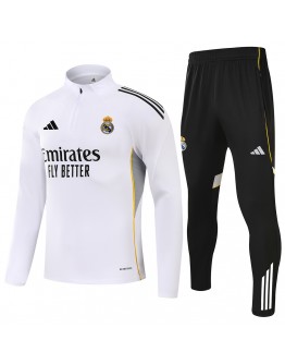 Kids Real Madrid 1/4 Zipper Sweat Kit(Top+Pants) White 2025/26